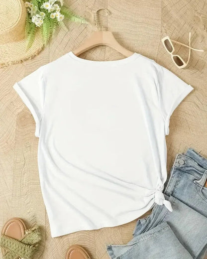 Leicht Damen T-Shirt mit Blumenprint | Sommer Kurzarm