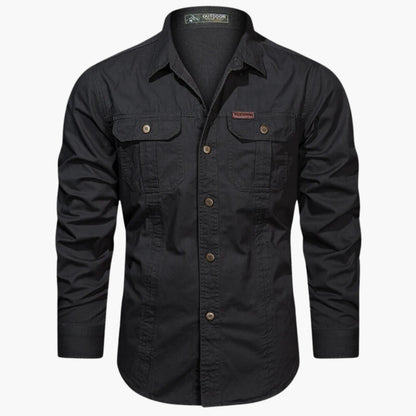 Camicia da uomo per attività all'aperto – Modello elegante e resistente con bottoni e tasche sul petto