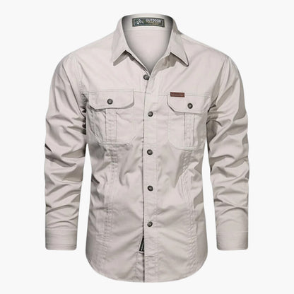 Camicia da uomo per attività all'aperto – Modello elegante e resistente con bottoni e tasche sul petto