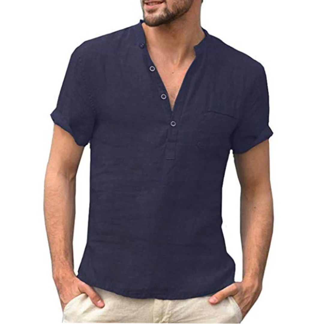 Lex Linen Polo | Stylish & Comfortable-Navy Blue-S-State of Style
