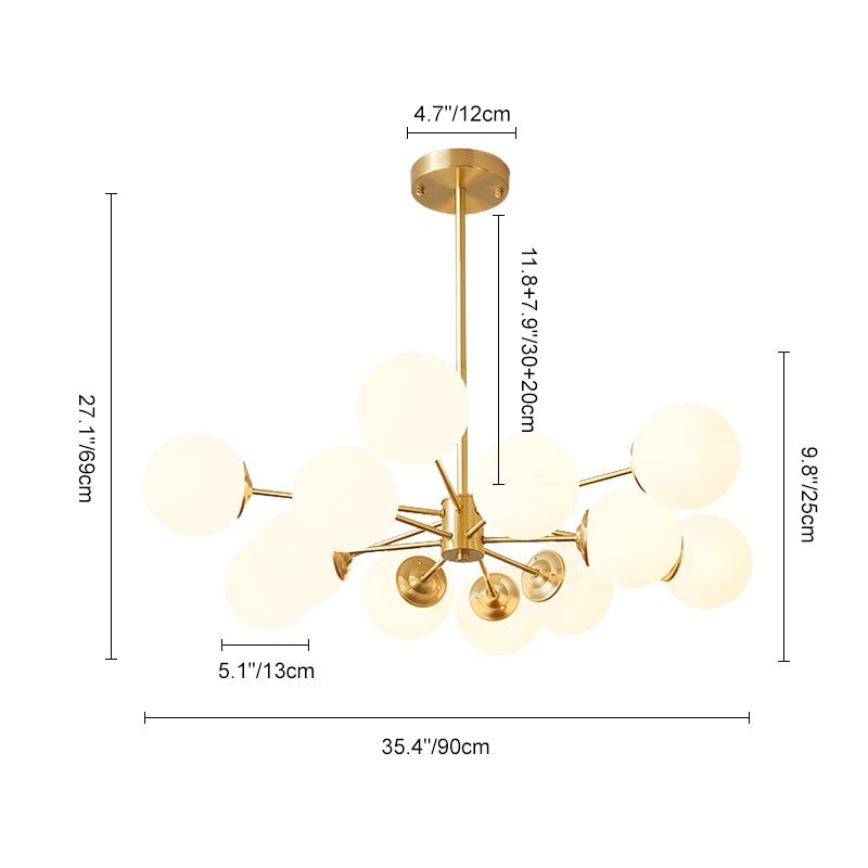 Opal Glass Globe Sputnik Chandelier