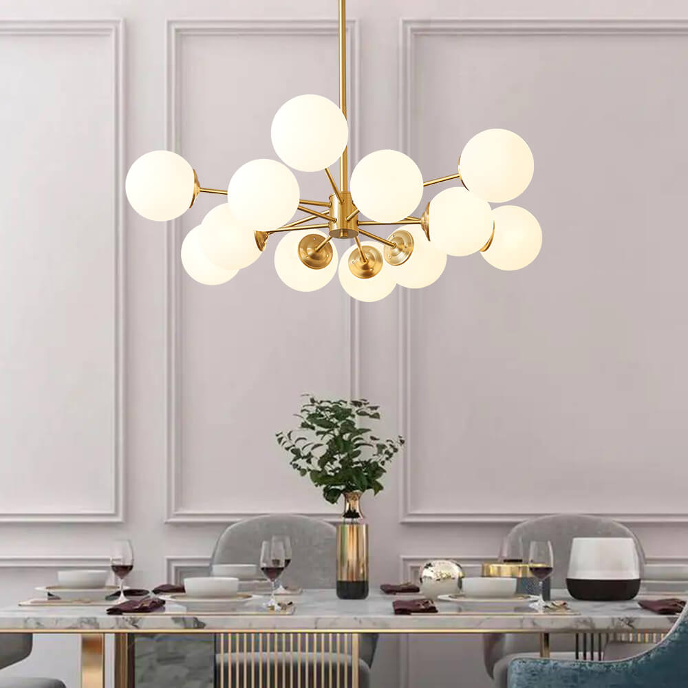Opal Glass Globe Sputnik Chandelier
