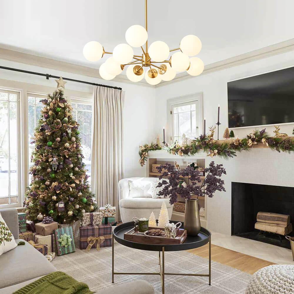 Opal Glass Globe Sputnik Chandelier