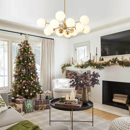 Opal Glass Globe Sputnik Chandelier
