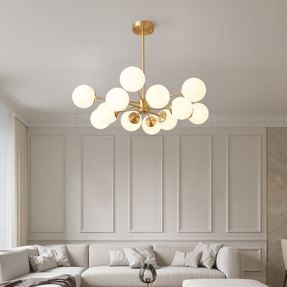 Opal Glass Globe Sputnik Chandelier
