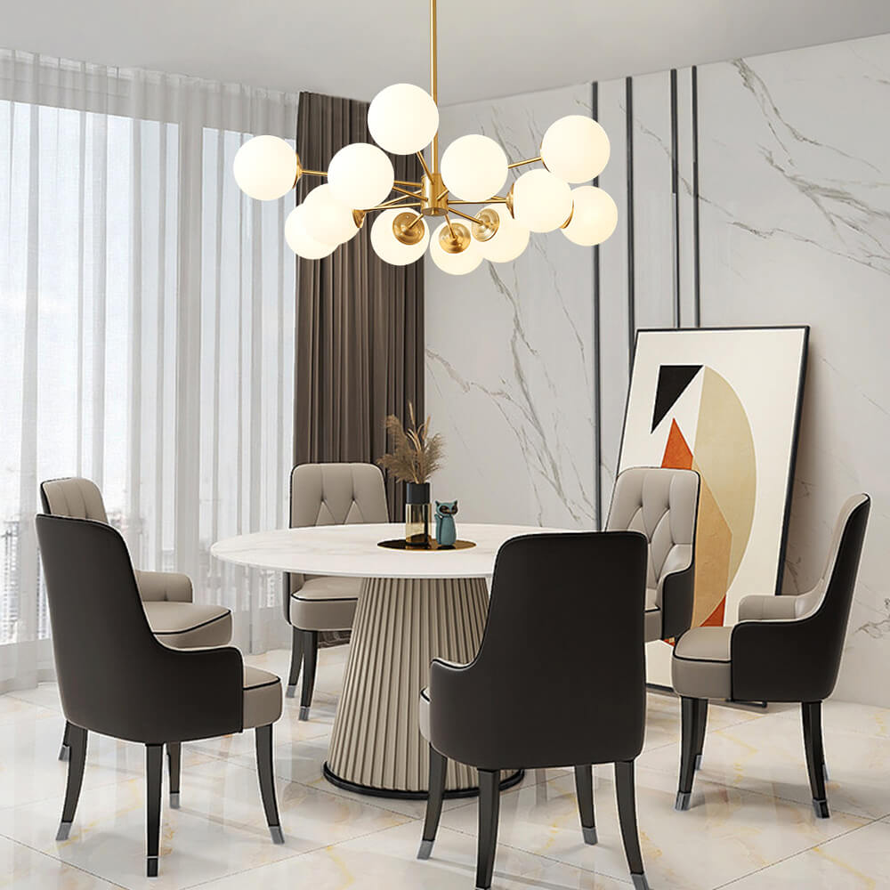 Opal Glass Globe Sputnik Chandelier