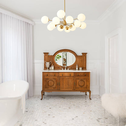 Opal Glass Globe Sputnik Chandelier