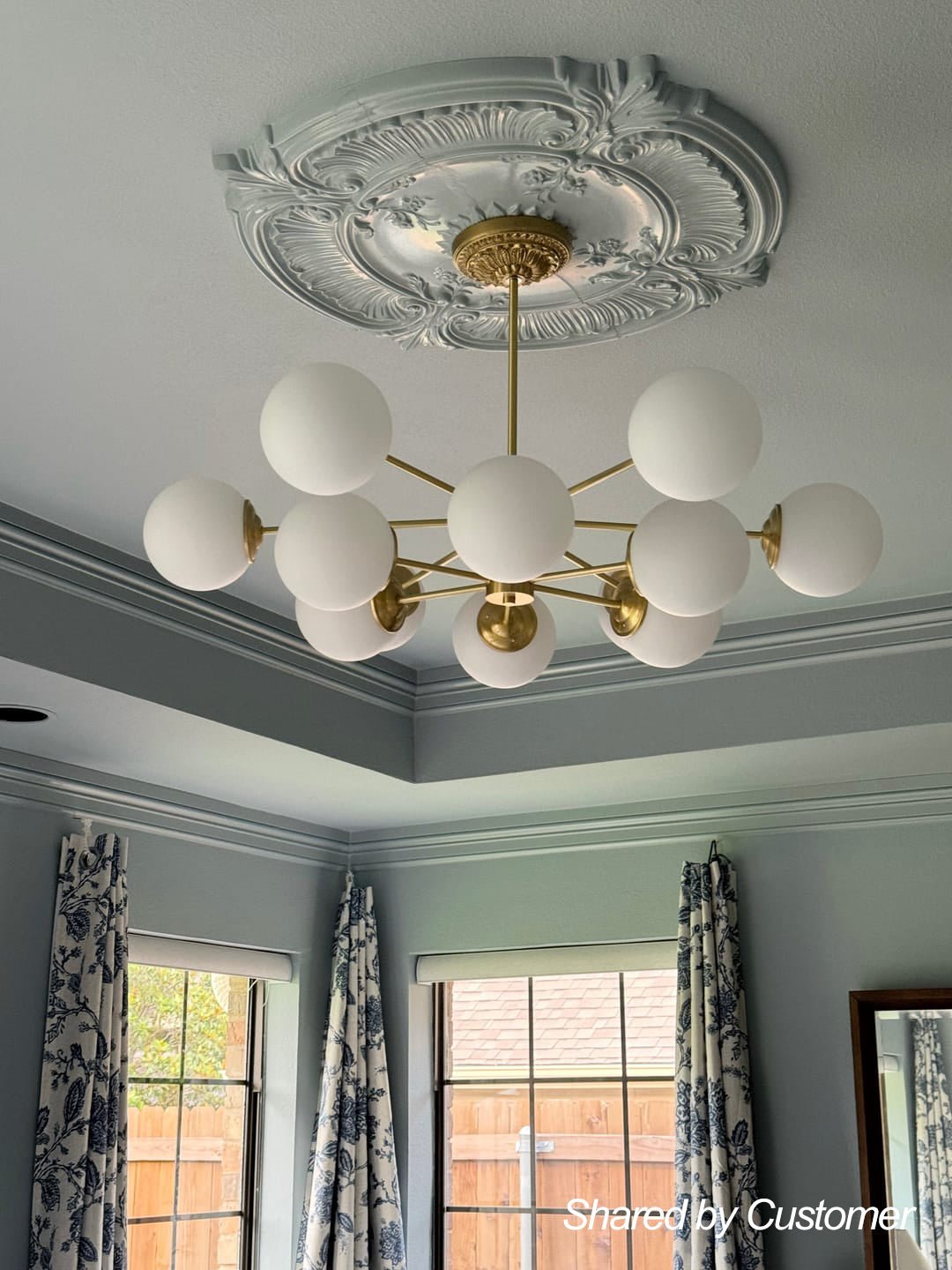 Opal Glass Globe Sputnik Chandelier