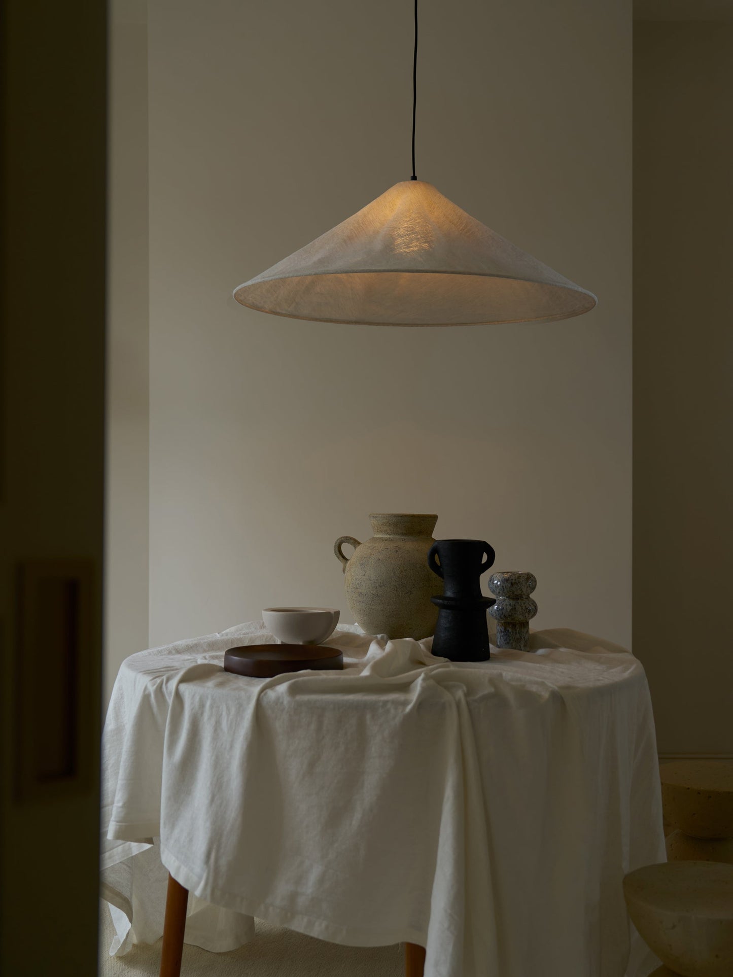 Linnen Lampenkap Hanglamp 80cm Crushed Linen Design E27 Grote Lichtkap | Restfield