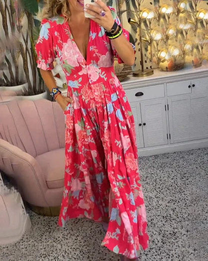 IXARAH - SUNSET ROMANCE LINEN DRESS