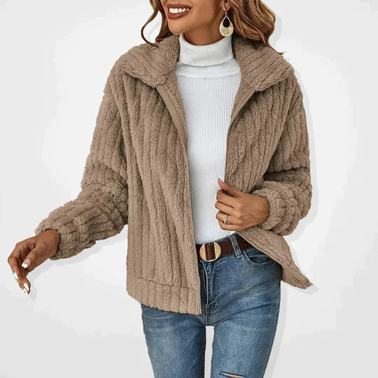 Long Fleece Vest for Women - Elin-Khaki-S-State of Style