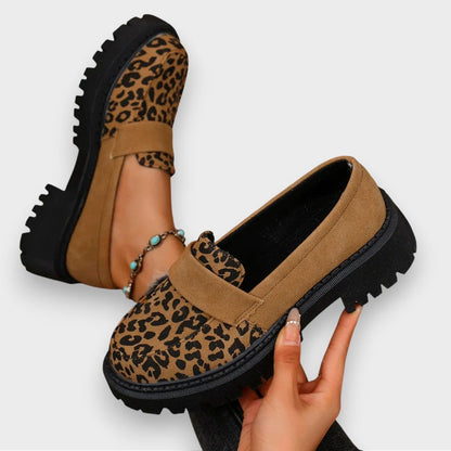Jasmine | Platform Patent Leather Boots in Leopard Print