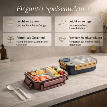 Lunchdose | Thermobehälter für Essen | Brotdose mit Fächern aus Edelstahl | Wärmebehälter | Esskraft