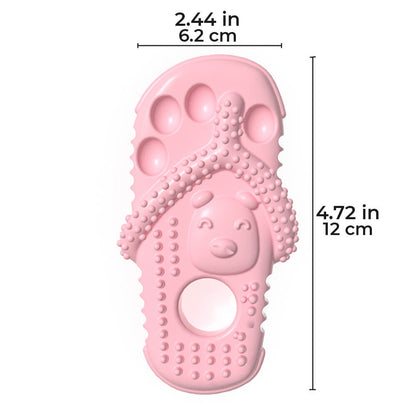 Rosa Hundekauspielzeug in Pantoffelform, wasserdicht, bissfest, zahnreinigend, 12 cm.