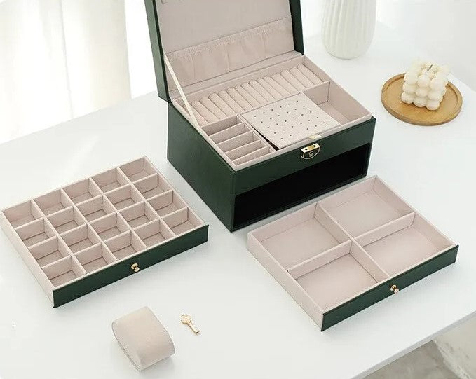 Skóra Styl Biżuteria Organizator | Elegancki Wielowarstwowy Schowek