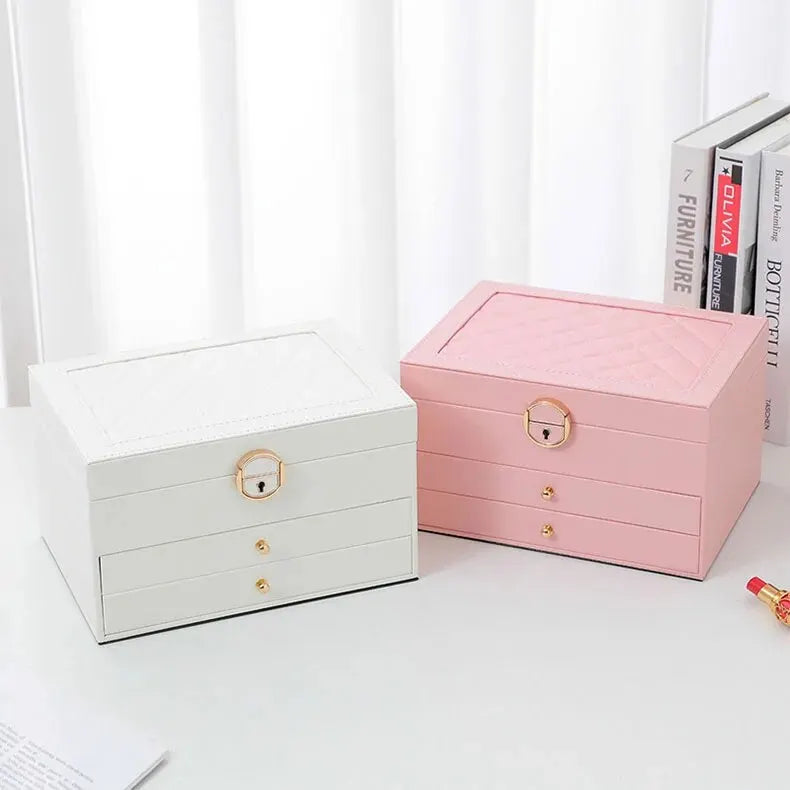 Skóra Styl Biżuteria Organizator | Elegancki Wielowarstwowy Schowek