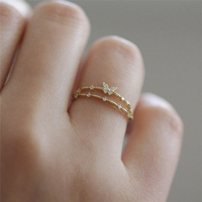 Luxury Butterfly Ring with Sparkling Zirconia - Aurielle-Gold-Nora Luxe