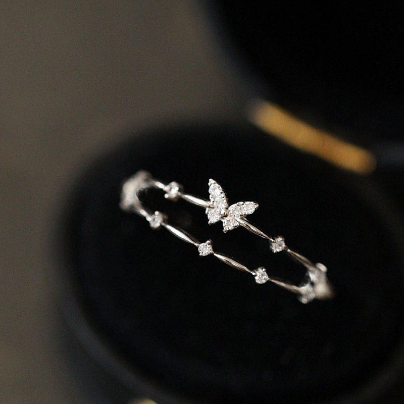 Luxury Butterfly Ring with Sparkling Zirconia - Aurielle-Silver-Nora Luxe