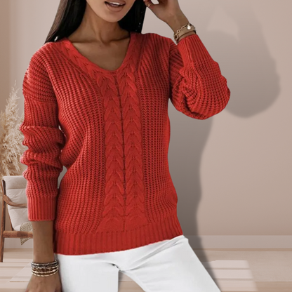 Luxury Knitted Ladies' Sweater - Vivienne-Red-S-State of Style