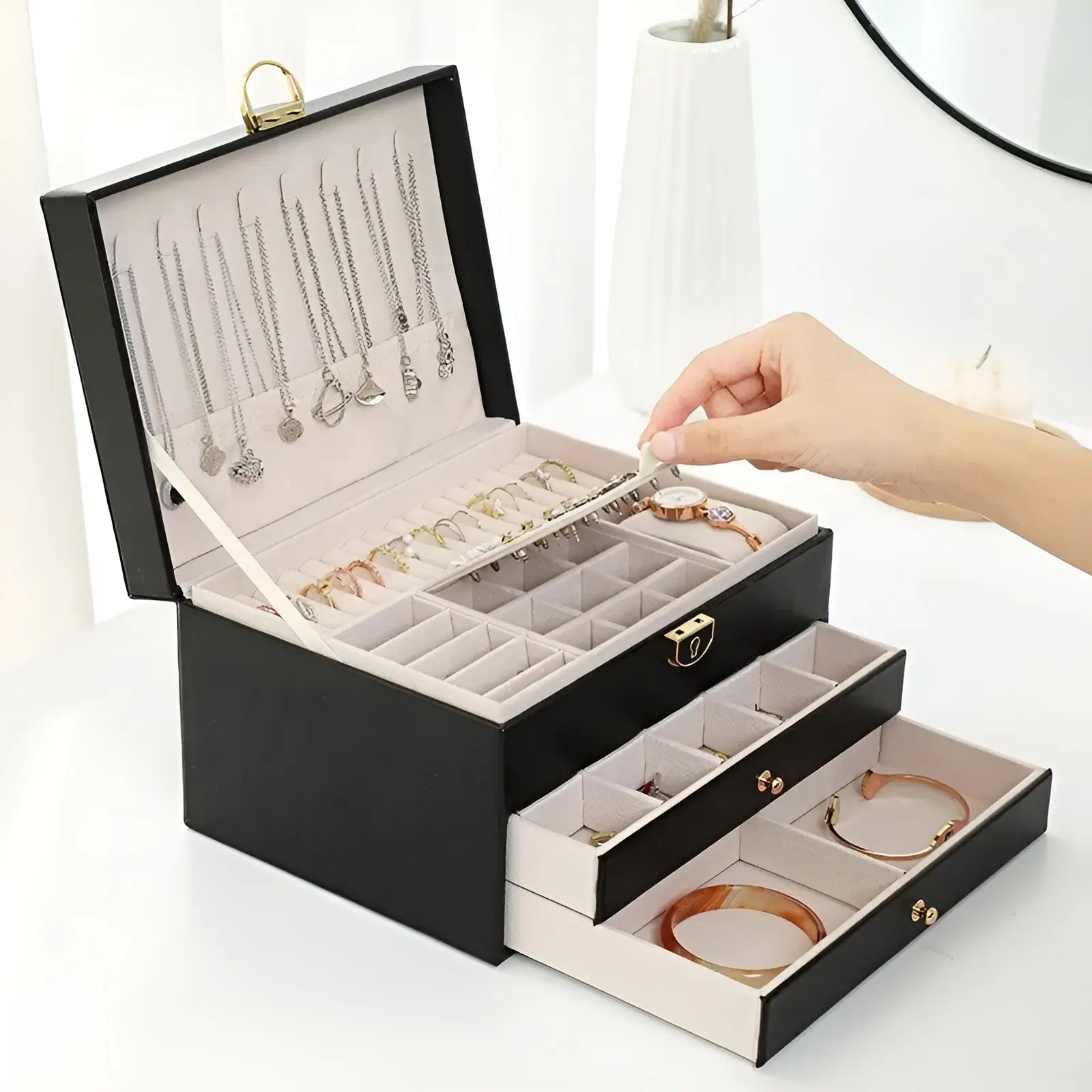 Luxury Multi-Layer Jewellery Box - EleganceBox-Pink-Nora Luxe