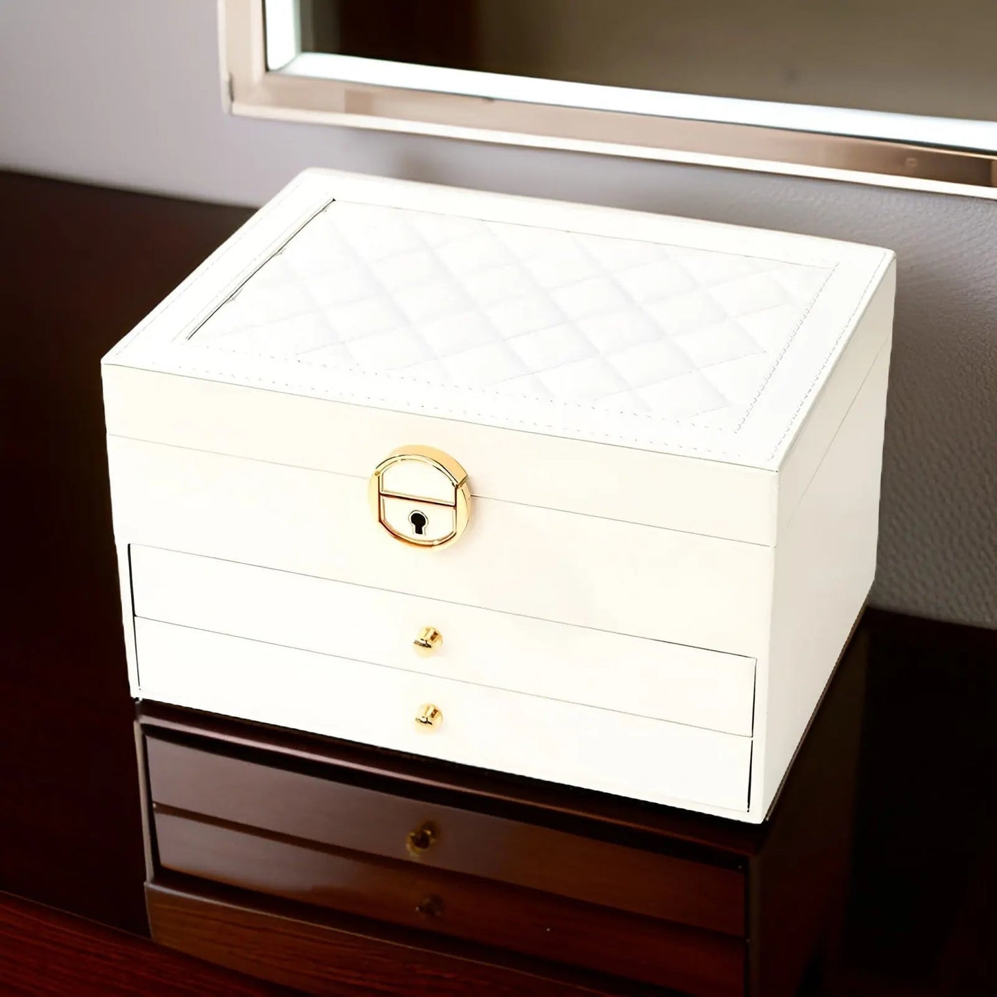 Luxury Multi-Layer Jewellery Box - EleganceBox-White-Nora Luxe