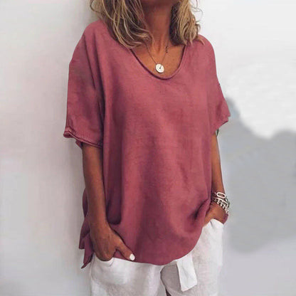 Caterina - Klassieke blouse met losse pasvorm en korte mouwen dames