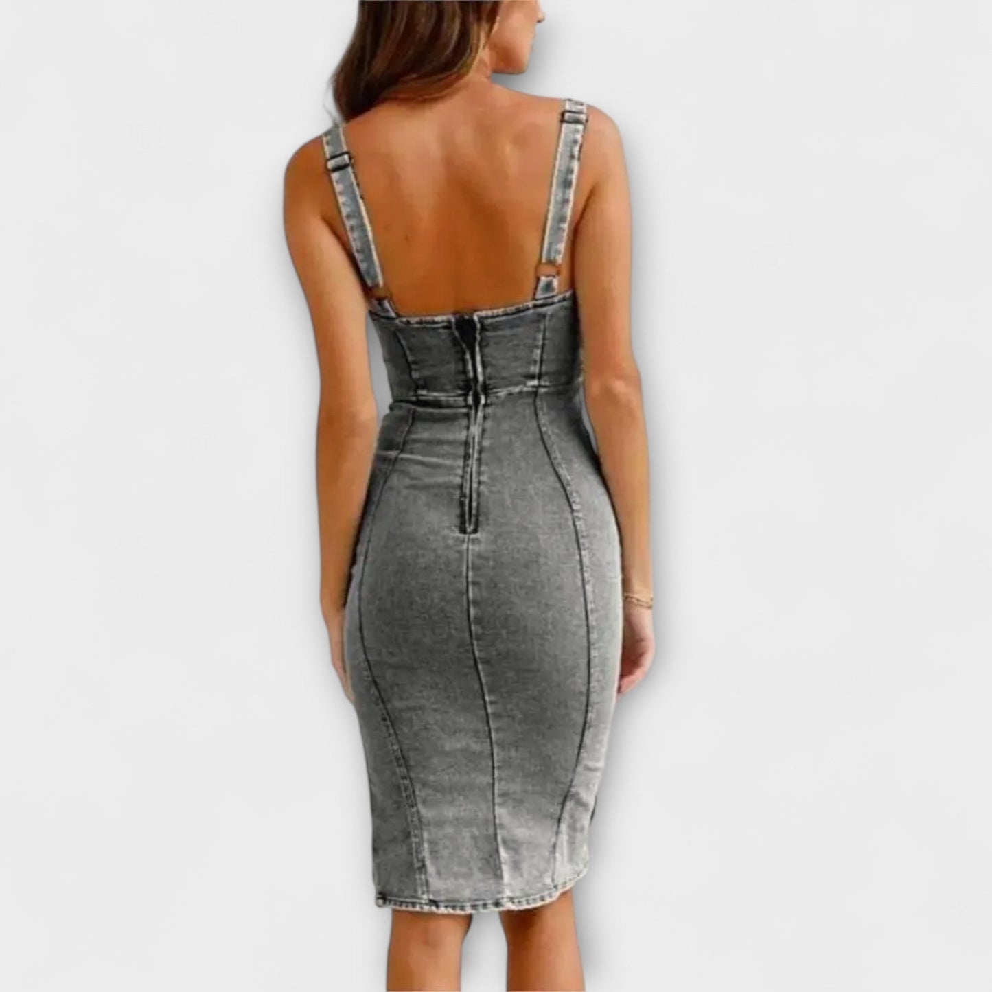 Ana - Jeans obleka z nastavljivimi naramnicami
