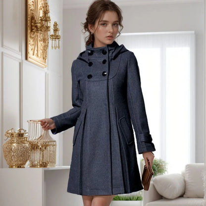 Agnes - Veste à capuche mi-longue confortable avec poches latérales