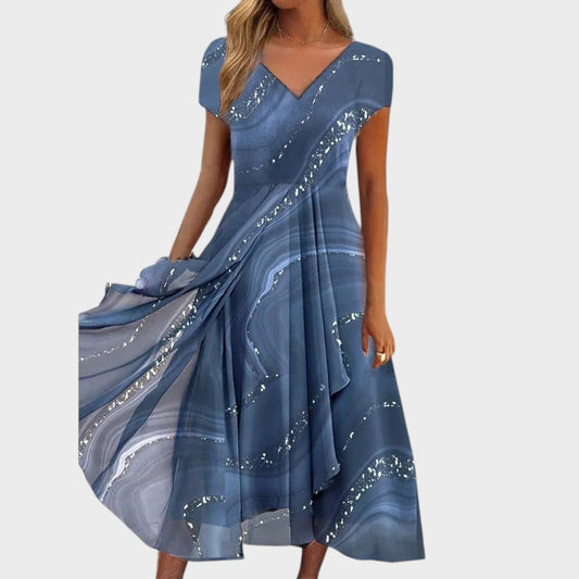 Lucija™ – Elegantna midi haljina s V-izrezom