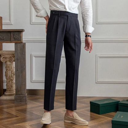 Elegante Pantalone Uomo Sartoriale Piega Gamba Dritta