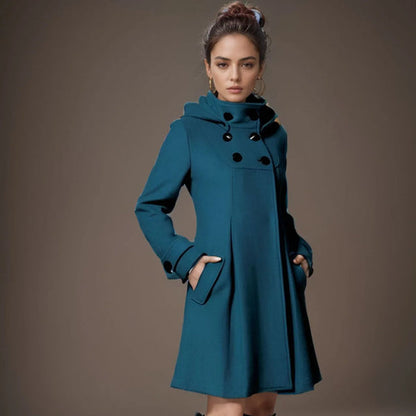 Agnes - Veste à capuche mi-longue confortable avec poches latérales
