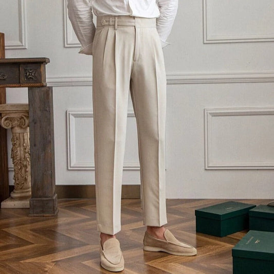 Elegante Pantalone Uomo Sartoriale Piega Gamba Dritta