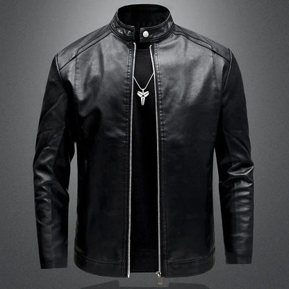 Elegant Herre Biker Læderjakke