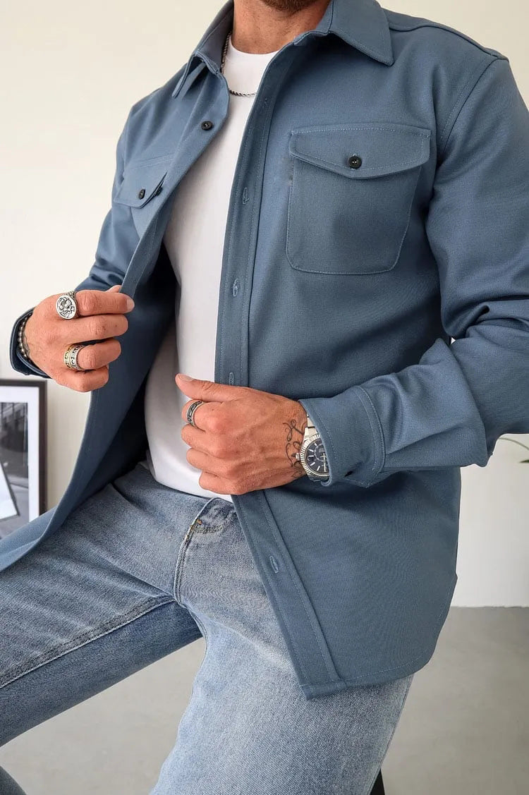 William Veste Homme en Cuir avec Boutons – Style Intemporel, Résistant & Élégant
