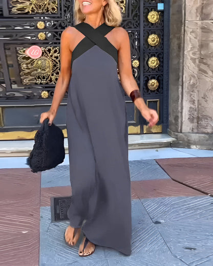 KATE™ - Maxi Dress With Crossed Neckline