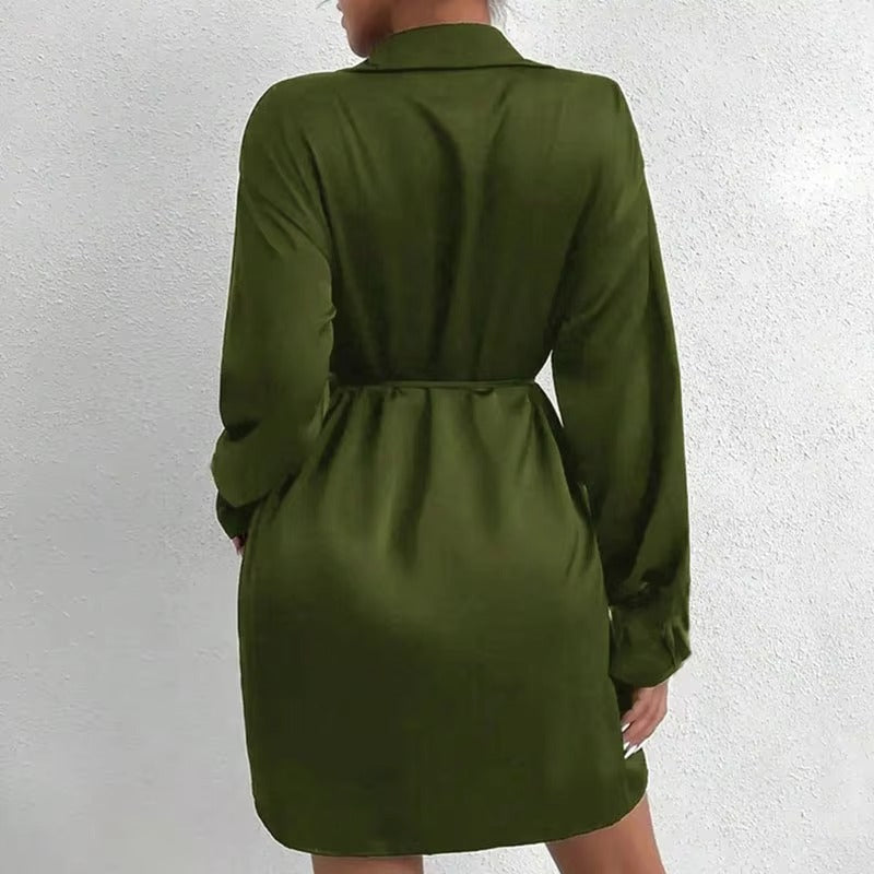 Cirelya™ | Satin Long Sleeve Dress