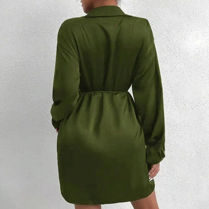 Cirelya™ | Satin Long Sleeve Dress