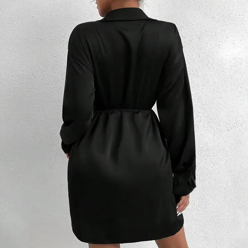 Cirelya™ | Satin Long Sleeve Dress