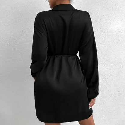 Cirelya™ | Satin Long Sleeve Dress