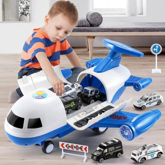 Large airplane playset with construction vehicles