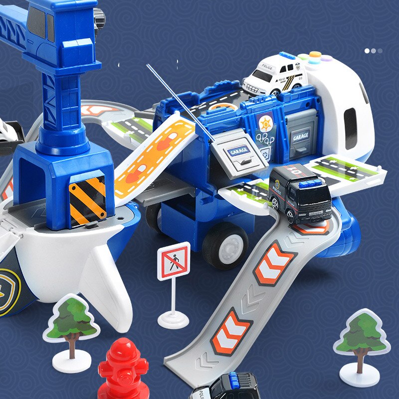Large airplane playset with construction vehicles
