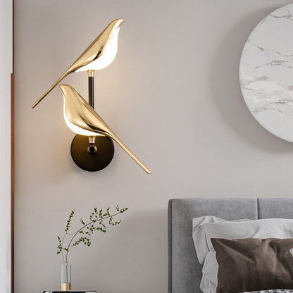 Malo | Moderne Vogel Wandlamp – Luxe Goudkleurig Design met Energiezuinige LED