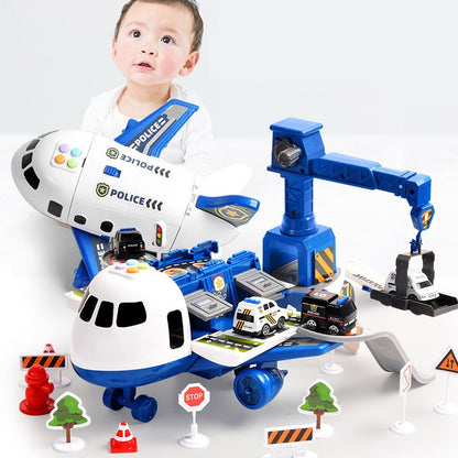 Large airplane playset with construction vehicles