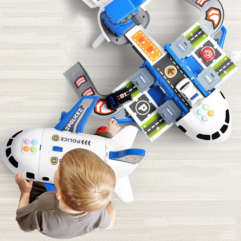 Large airplane playset with construction vehicles