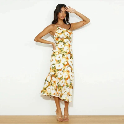 Maja | Damen Midi Sommerkleid Mit Blumenmuster Für Alltag