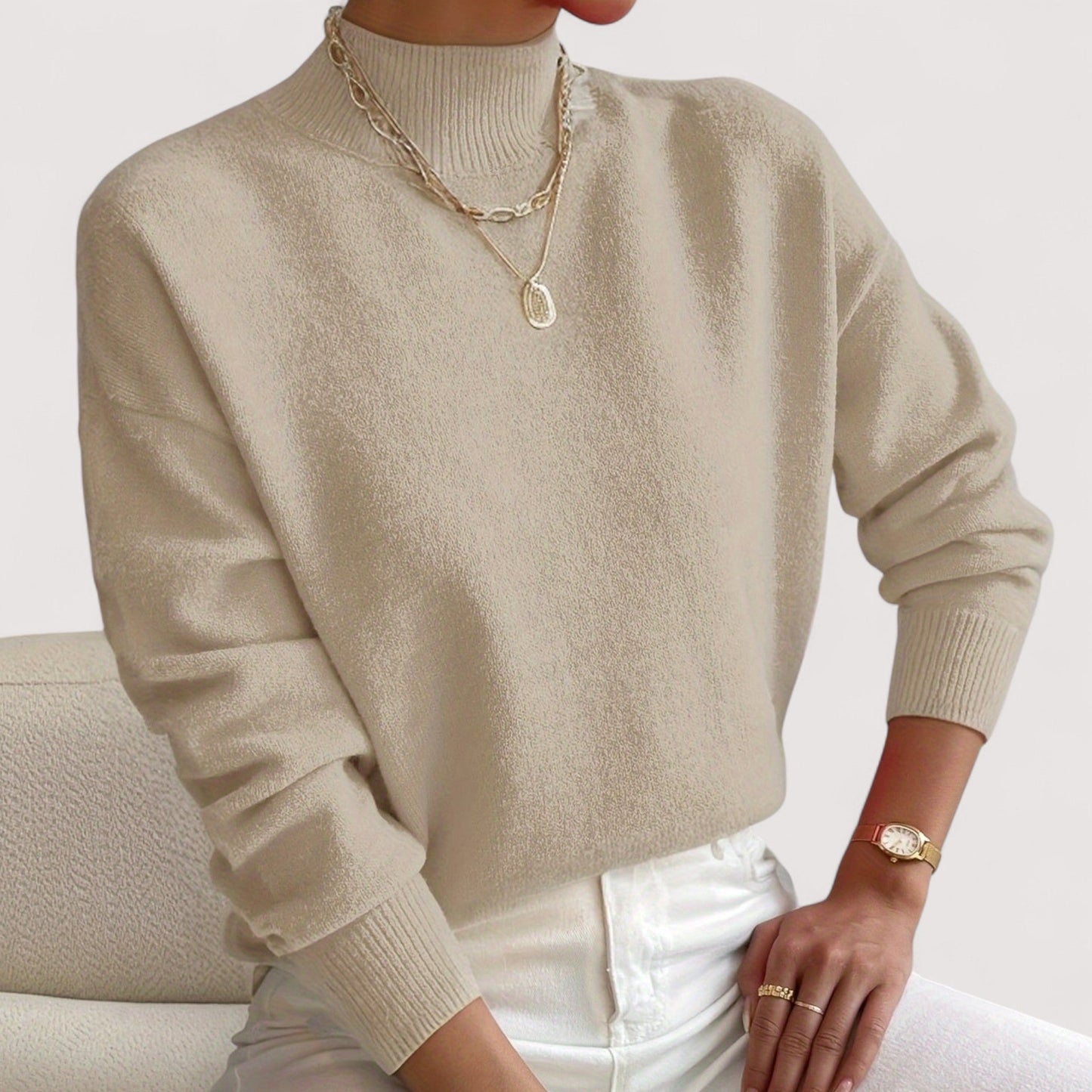Nadia™ | Eleganter und bequemer Pullover mit hohem Kragen