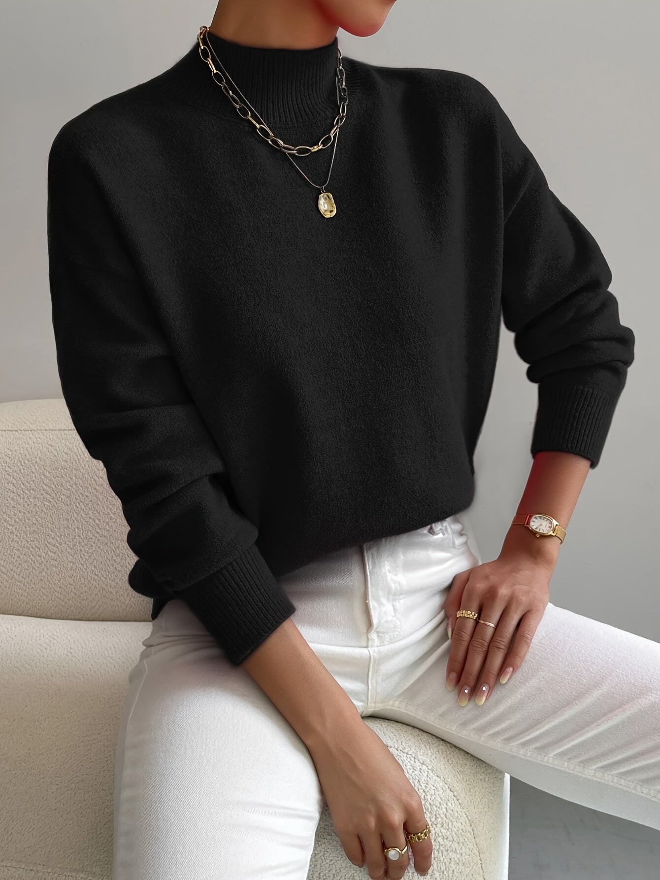 Pull classique à col roulé – Pull en maille douce pour une élégance sans effort