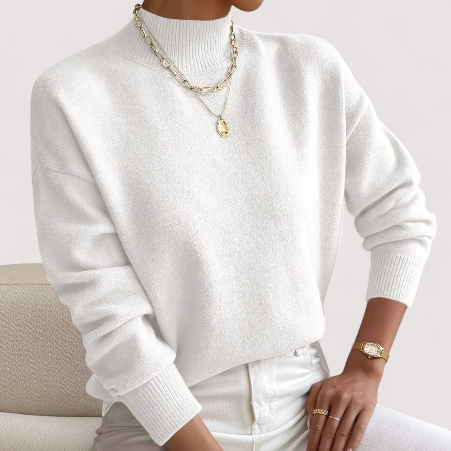 Nadia™ | Eleganter und bequemer Pullover mit hohem Kragen