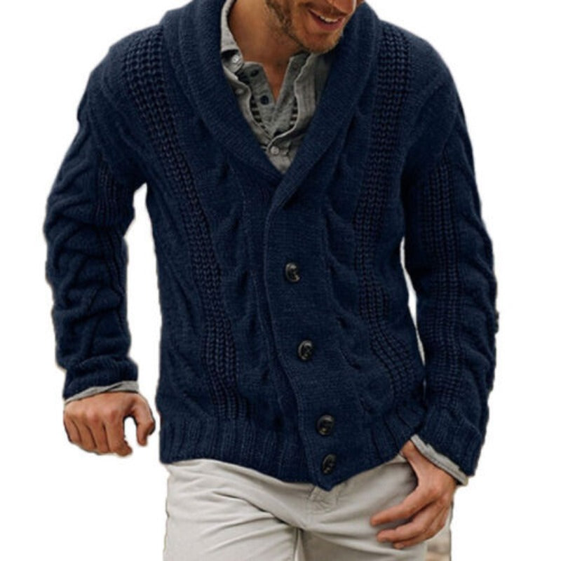Men’s Knitted Wool Cardigan – Warm Comfortable Button Up Classic Everyday Layering Knitwear