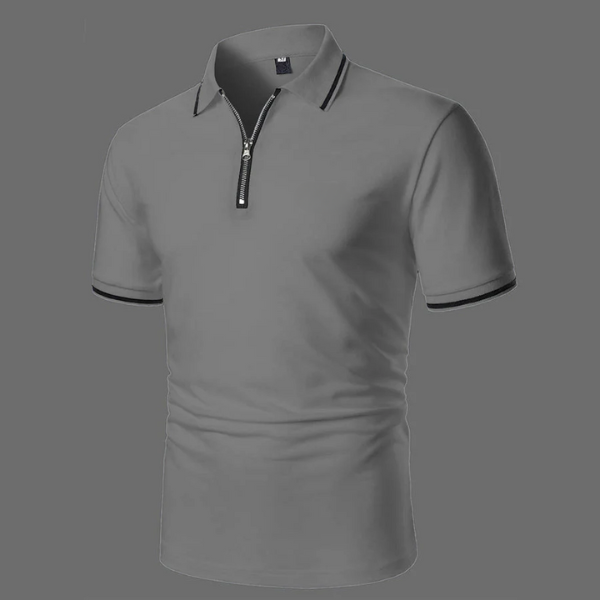 Men’s Short Sleeve Polo Shirt with Zip Casual Smart-Casual Breathable Cotton Top